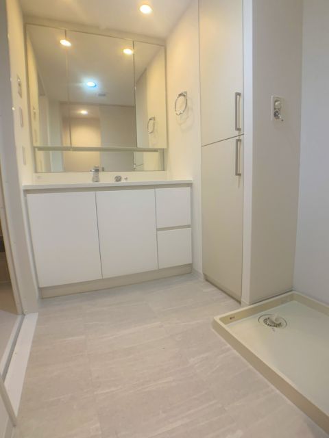 大きな洗面化粧台以外にも収納を設置
