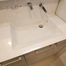 深さのあるシャワー付き洗面化粧台は、外出前の洗髪だけでなく、洗濯物の手洗いやつけ置きも可能！