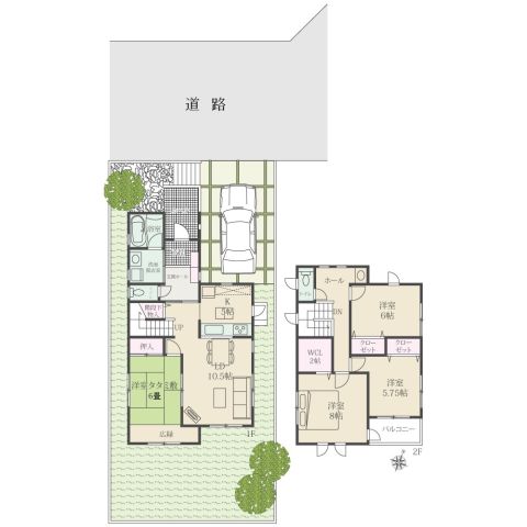 日当たりの良いリビングと縁側のある洋和室がくつろげる空間になっています。リビング階段もありますが玄関よりなので騒がしくなりませんね。