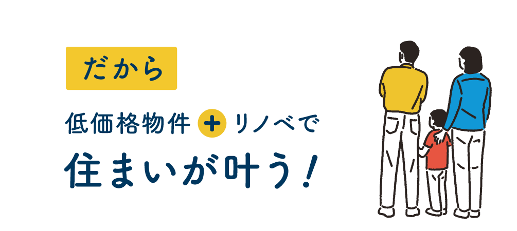 低価格物件+リノベで住まいが叶う！